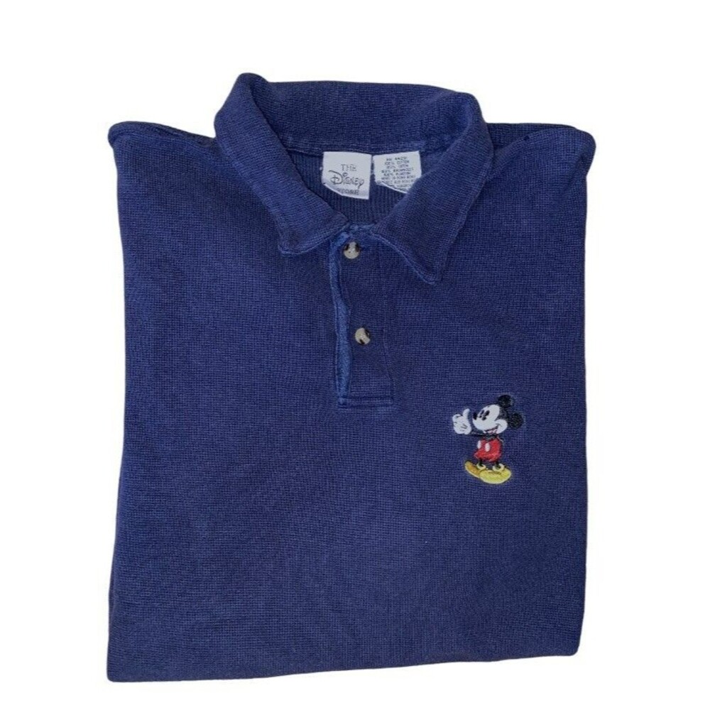 Disney Mickey Mouse Polo Men’s Large Navy Blue Embroidered Disney Store